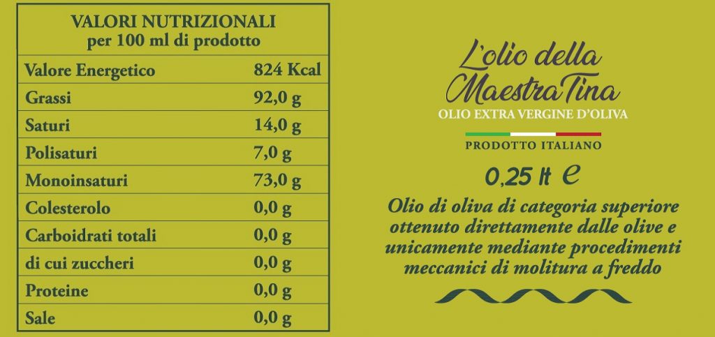 olio extravergine di oliva valori nutrizionali